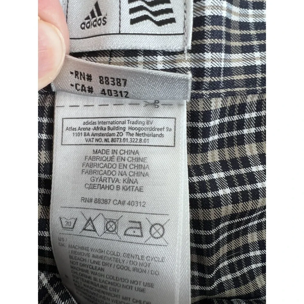 Adidas Golf Men's Lightweight Plaid Golf Shorts Size 34 Flat Front Black Khaki